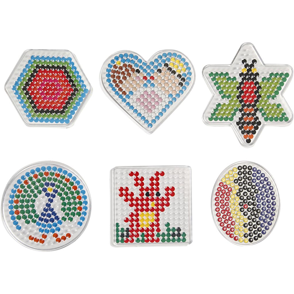 Placa base Creativ company, ovalada, corazón, hexágono, círculo, cuadrado y estrella, medidas 7x7,5-10,5x9,5 cm, mediana, 6 piezas 1 caja