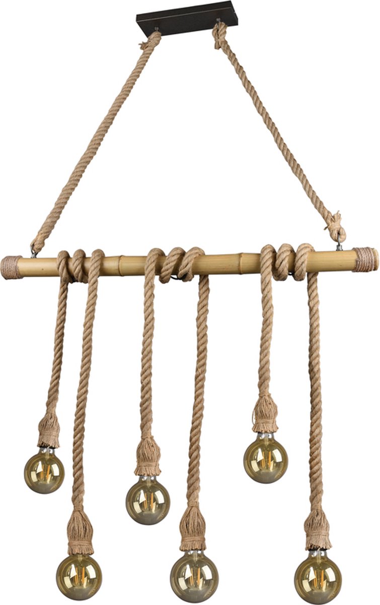 Rl live your light reality wilma - hanglamp - bruin - excl. 6x e27 7 w - plafondbevestiging - in hoogte verstelbaar