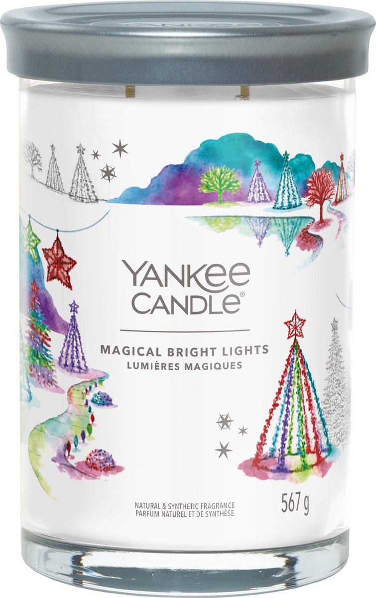 Vela Yankee - vela perfumada de vaso grande con luces brillantes mágicas - 100 horas de combustión - dos mechas