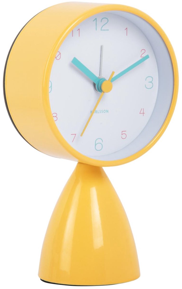 Karlsson despertador funky vibes - amarillo brillante - 7,8x7,8x13,3cm - moderno - despertador para dormitorio - despertadores