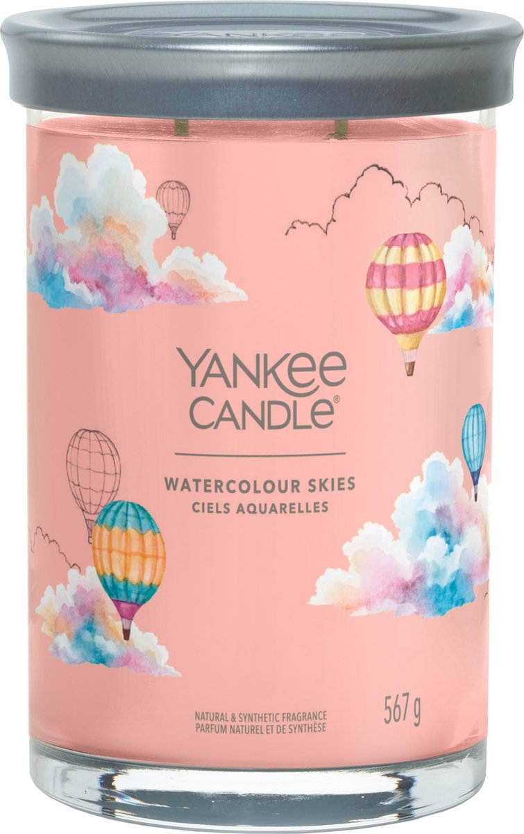 Yankee Candle - Candela profumata in bicchiere grande Cieli ad acquerello - 100 ore di combustione - Due stoppini
