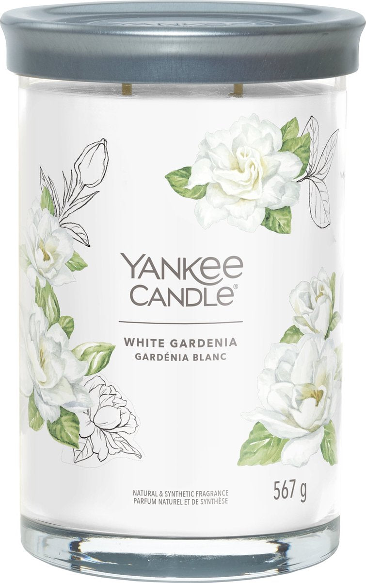 Yankee Candle - candela profumata in bicchiere grande con gardenia bianca - 100 ore di combustione - due stoppini