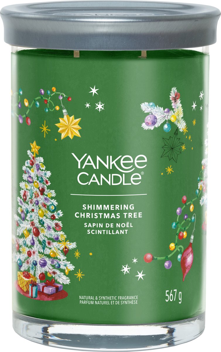 Yankee Candle - Vela perfumada de vaso grande con forma de árbol de Navidad brillante - 100 horas de combustión - dos mechas