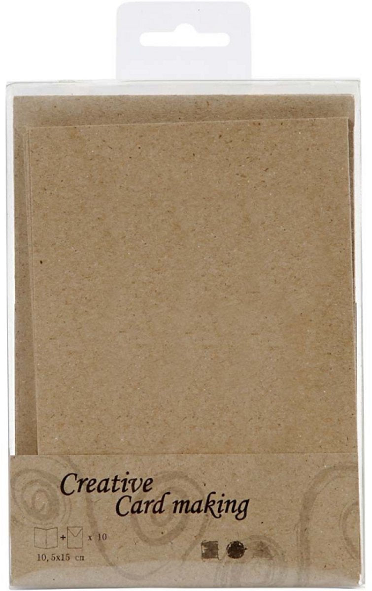 Tarjetas y sobres de empresa Creativ, tamaño tarjeta 10,5x15 cm, tamaño sobre 11,5x16,5 cm, natural, 10 juegos 1 caja