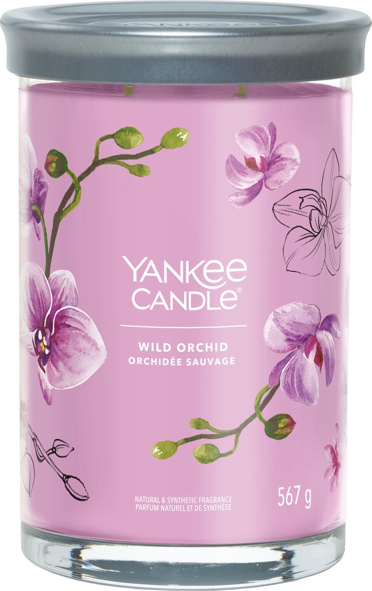 Yankee Candle - candela profumata in bicchiere grande con orchidea selvatica - 100 ore di combustione - due stoppini