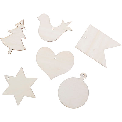Figuras de madera para decoración, medidas 6x6 cm, 24 piezas, 1 caja