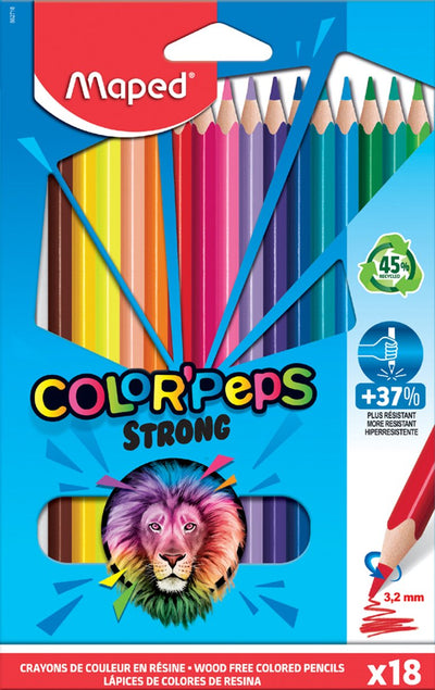 Maped office maped triangular colored pencils color'peps strong, 18 in cardboard box