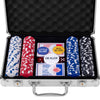 Longfield pokerset in zilveren koffer met 200 chips – compleet met kaarten, dealer buttons dobbelstenen – engelhart