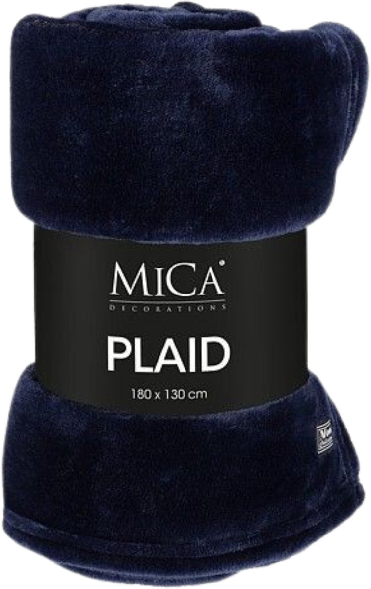 Plaid in pile finto con decorazioni in mica - l180 x l130 cm - blu scuro