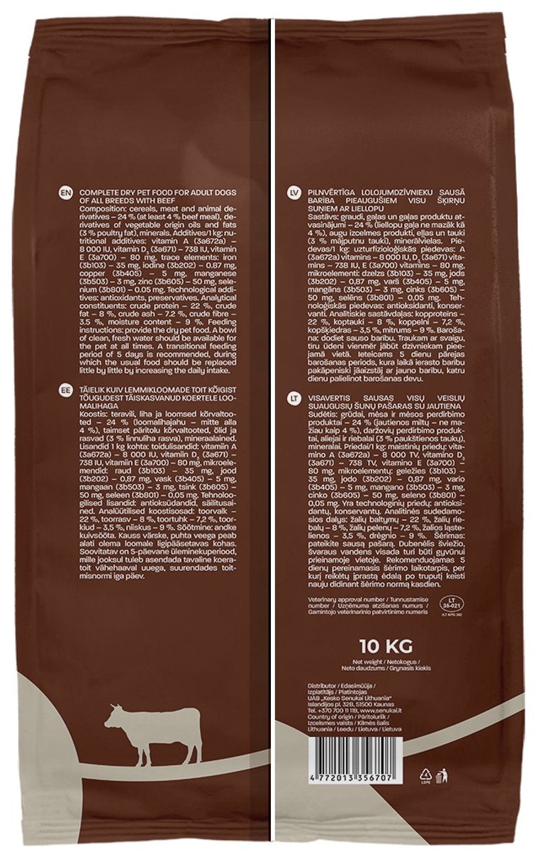 Comida para perros Höppy en trozos con ternera, 10 kg