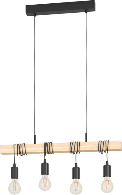 Lampada a sospensione Eglo Townshend - e27 - 70 cm - marrone nero - legno fsc