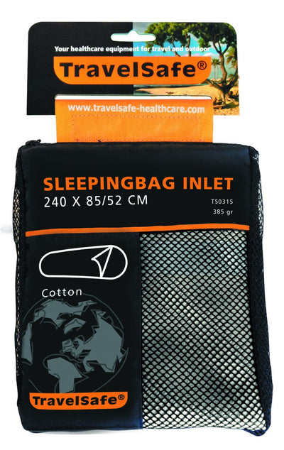 Travelsafe cotton inlet mummy sleeping bag - white