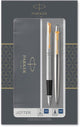 Set regalo Parker Jotter Duo con penna a sfera e penna stilografica | acciaio inossidabile con finiture dorate | ricarica e cartucce di inchiostro blu | confezione regalo