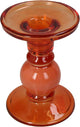 Hd collection kaarsenhouder glas oranje 9x9x13cm