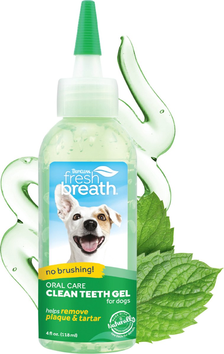 Tropiclean alito fresco - gel dentale per la cura dentale del cane - menta - 118 ml