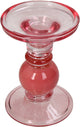 Hd collection kaarsenhouder glas roze 9x9x13cm