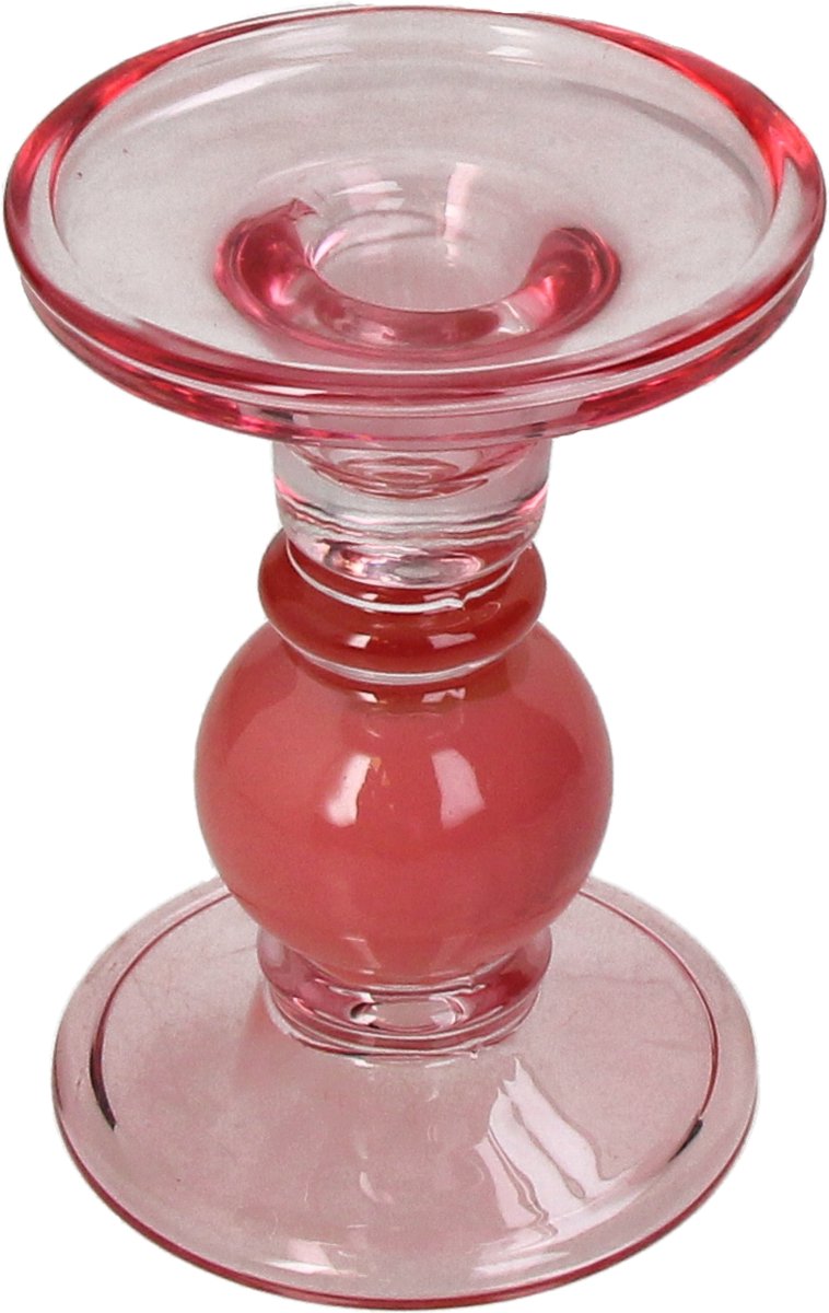 Portavelas hd collection cristal rosa 9x9x13cm