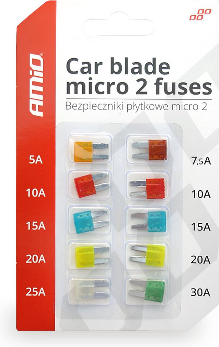 Amio micro 2 zekering 10 stuks blisterverpakking