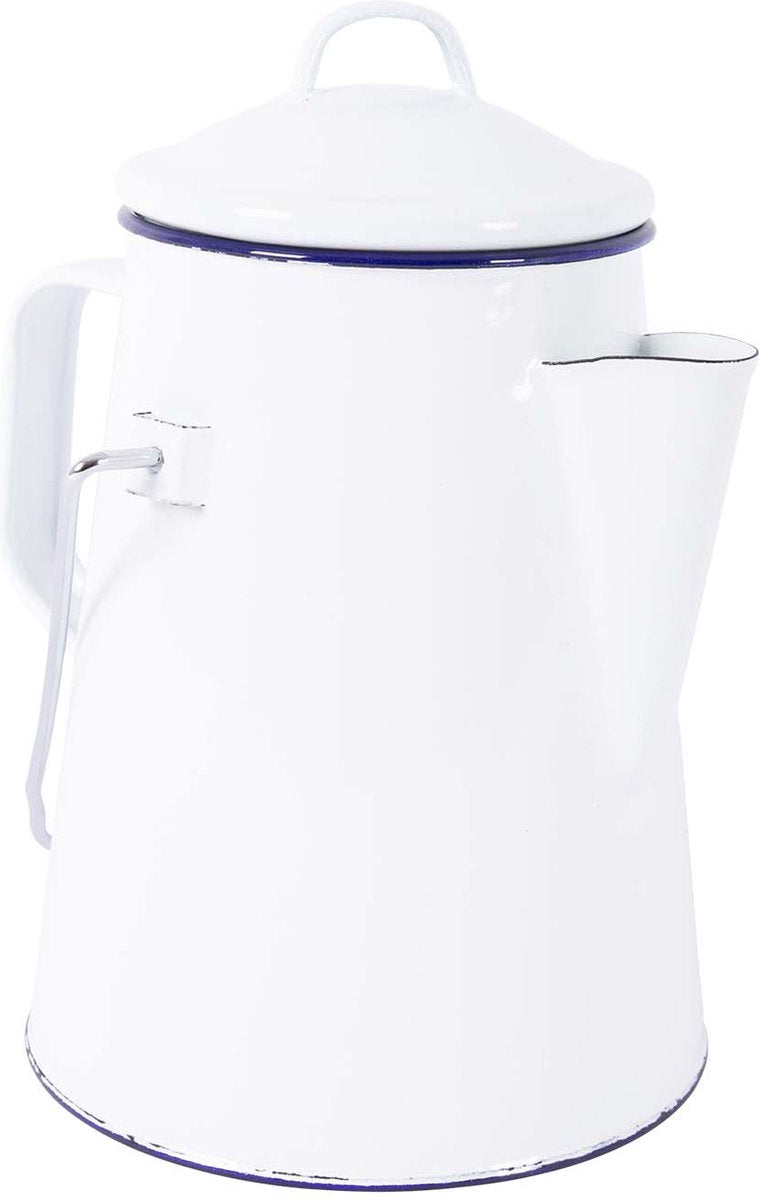 Bo-camp - theeketel - emaille - wit blauw - 1