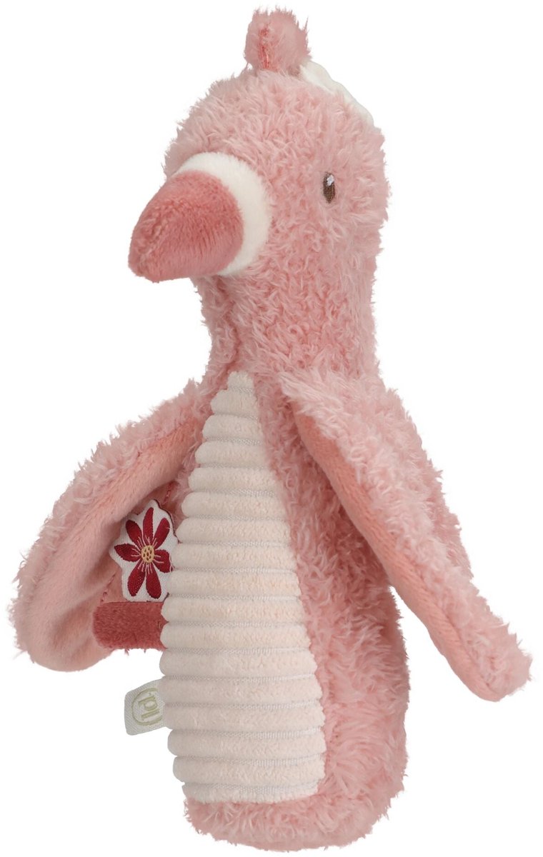 I piccoli amici olandesi del Safari stringono il fenicottero sonaglino - giocattoli per bambini - prendi i giocattoli per bambini