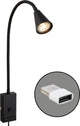 Briloner justra - lámpara enchufable - lámpara de lectura - giratoria - 2 puertos USB - lámpara de pared - 48,5 x 6 x 42,5 cm - negro