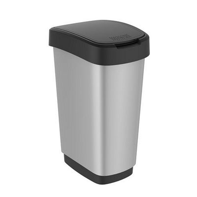 Rotho Rotho Twist Waste Bin 50l Silver Metallic
