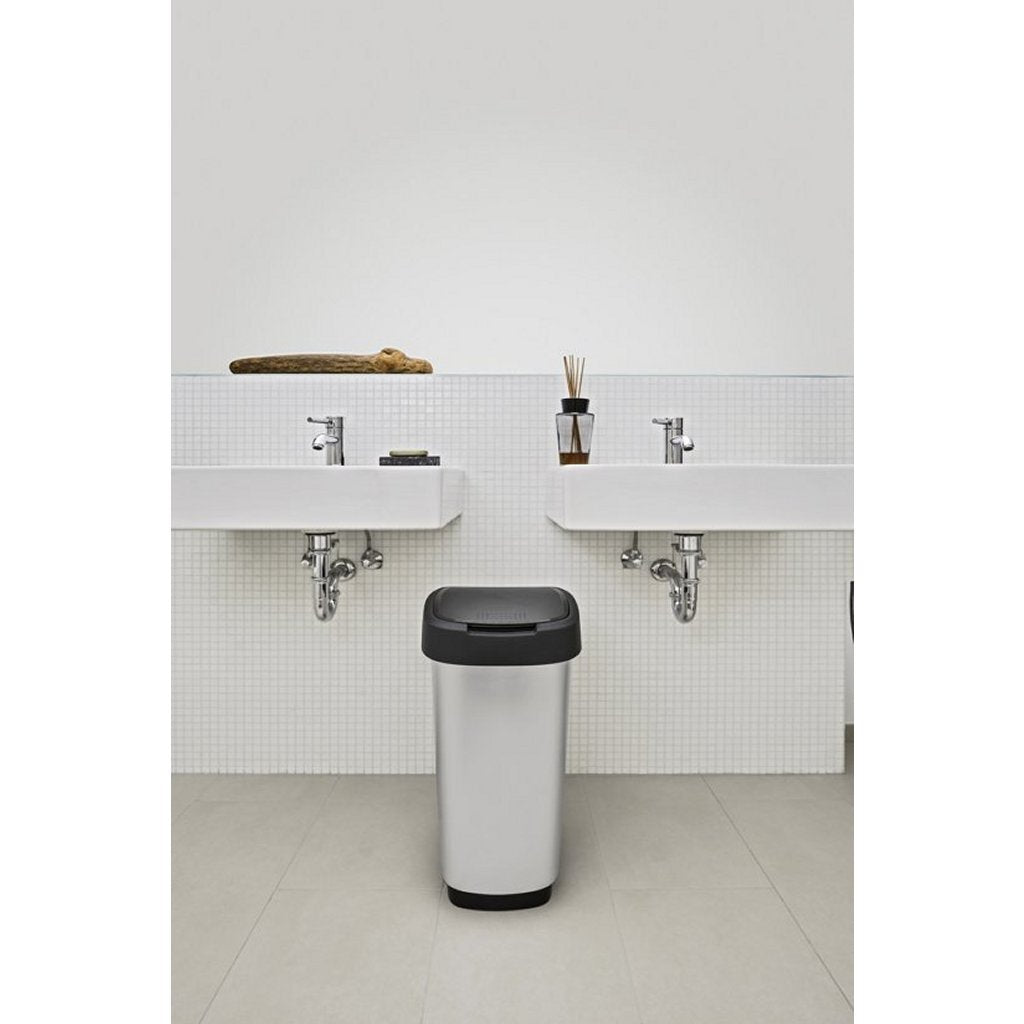 Rotho Rotho Twist Waste Bin 25L Silver Metallic