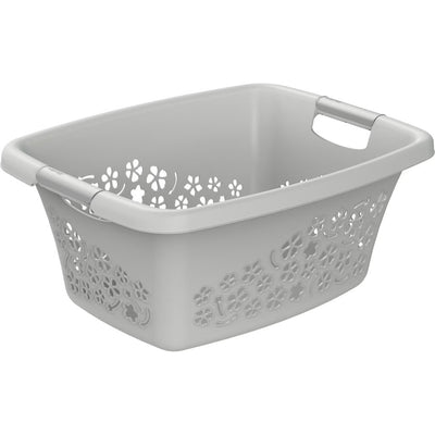 Cesto para la ropa Rotho flores 25l gris frío