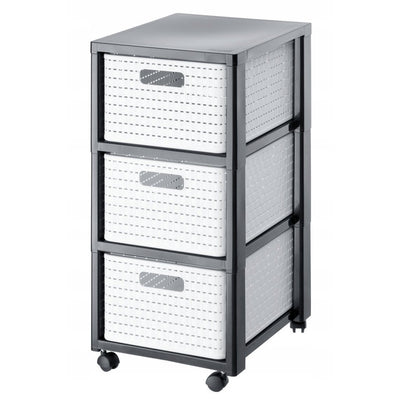 Cassettiera Rotho design country con ruote 3x18l bianca