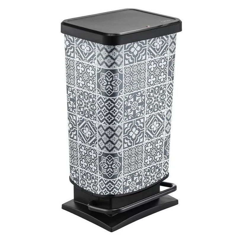 Rotho Rotho Paso Pedal Bin Tiles 40l Grey Black