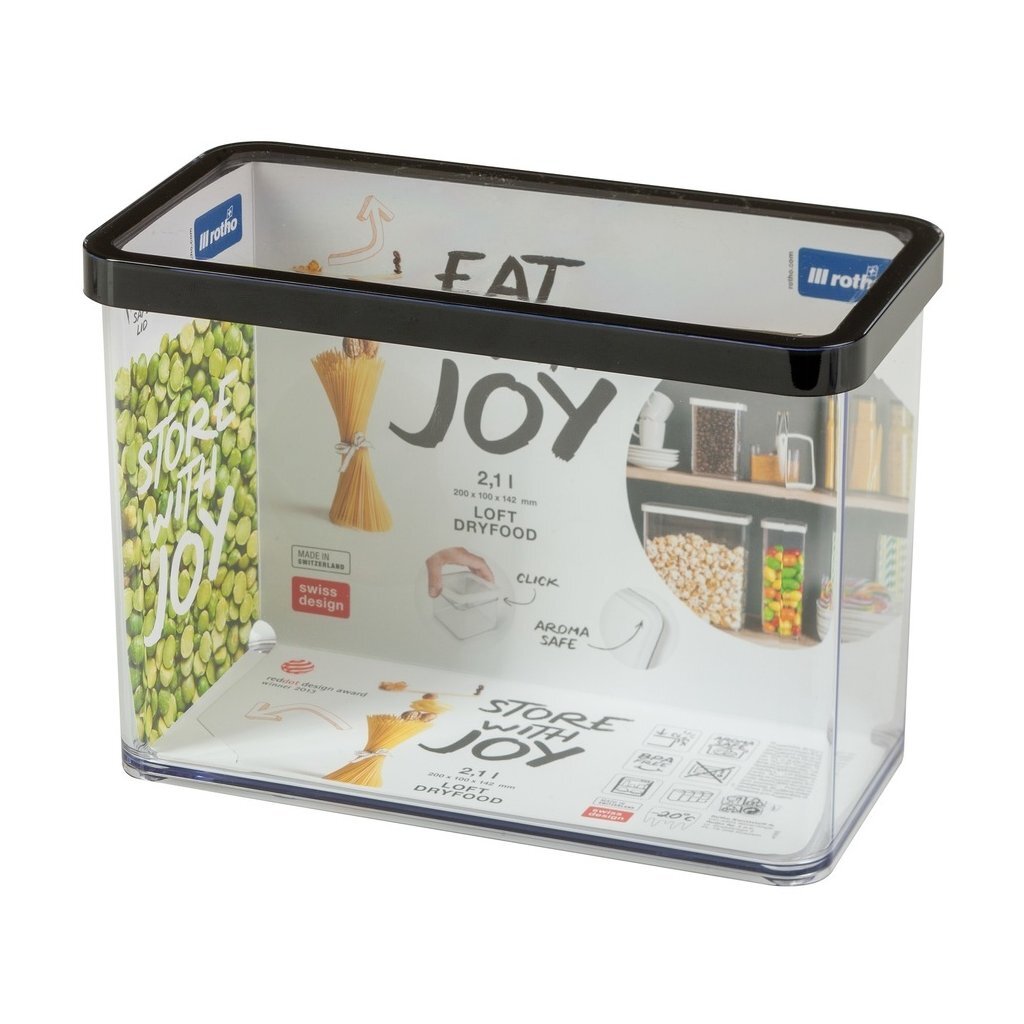 Rotho loft bewaardoos 20x10x14.2 cm 2.1l zwart transparant