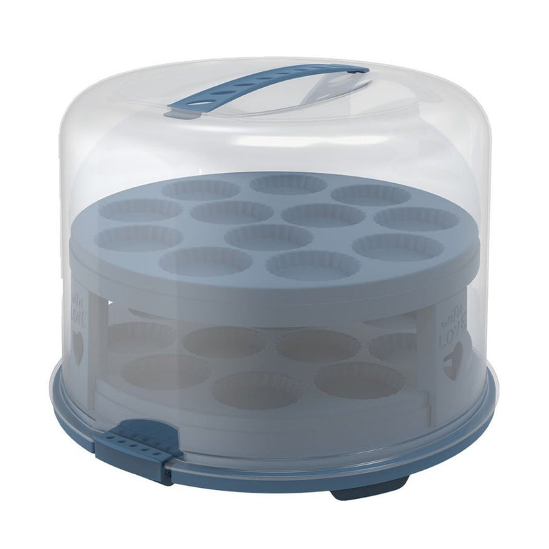 Rotho Rotho Fresho Cake Box XL + Portes de cupcake 35.5x34.5x26 CM Horizon Blue Transparent