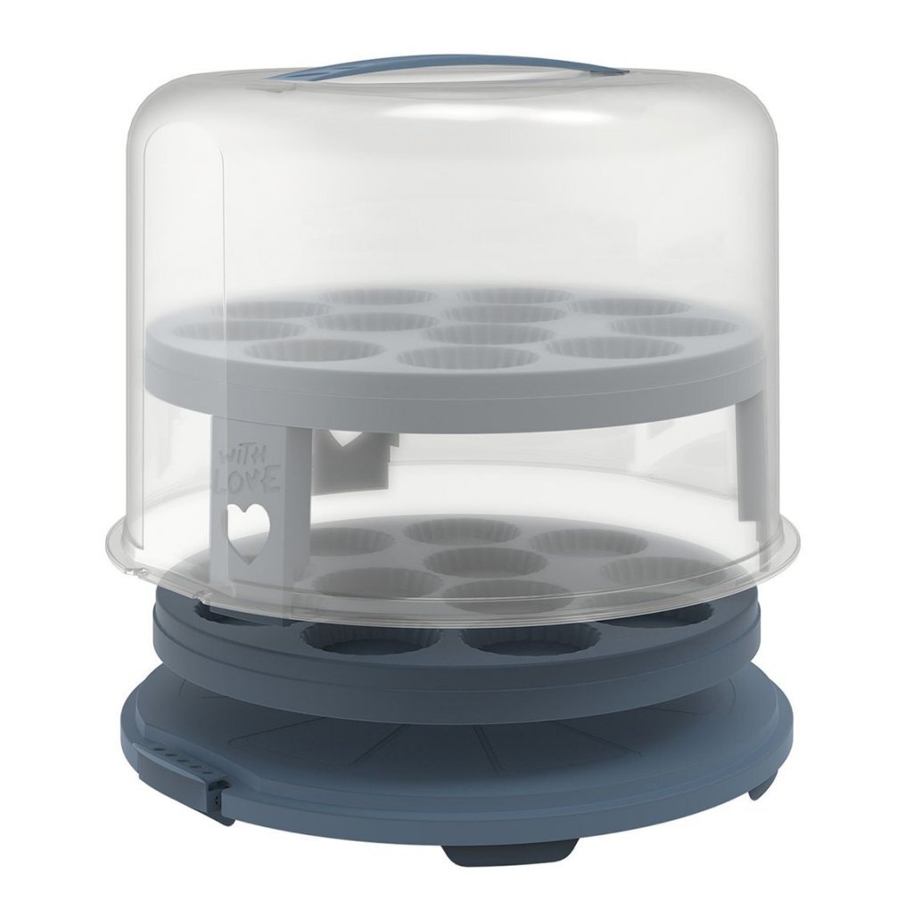 Rotho Rotho Fresho Cake Box XL + Portes de cupcake 35.5x34.5x26 CM Horizon Blue Transparent