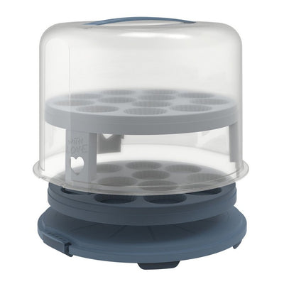 Rotho Rotho Fresho Cake Box XL + Portes de cupcake 35.5x34.5x26 CM Horizon Blue Transparent