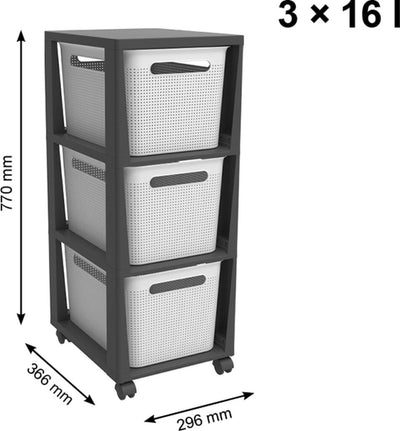 Cassettiera di design Rotho Brisen 3x16l bianca