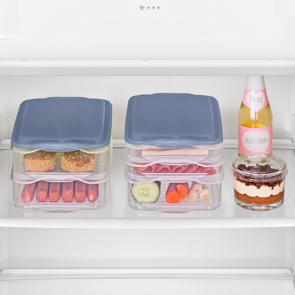 Rotho rondo caja para carne 2x0,75l 1x1,35l horizonte azul transparente