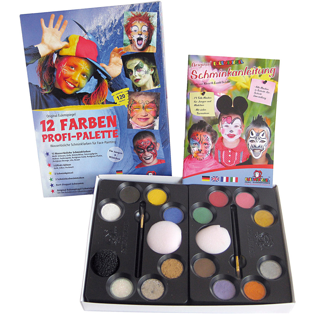 Eulenspiegel Schmink set con passo per passo, vari colori, 1 set