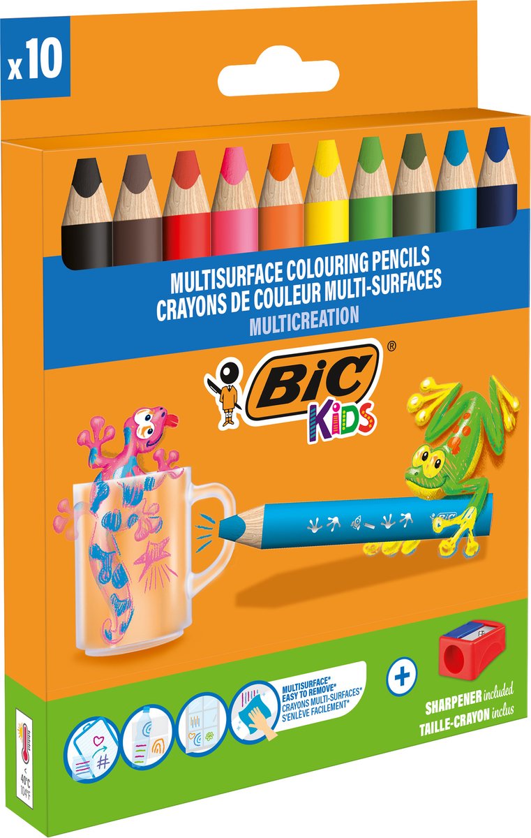 Bic kids multisuperficie - Matite colorate - bambini e adulti - colori diversi - matita - 10 pezzi