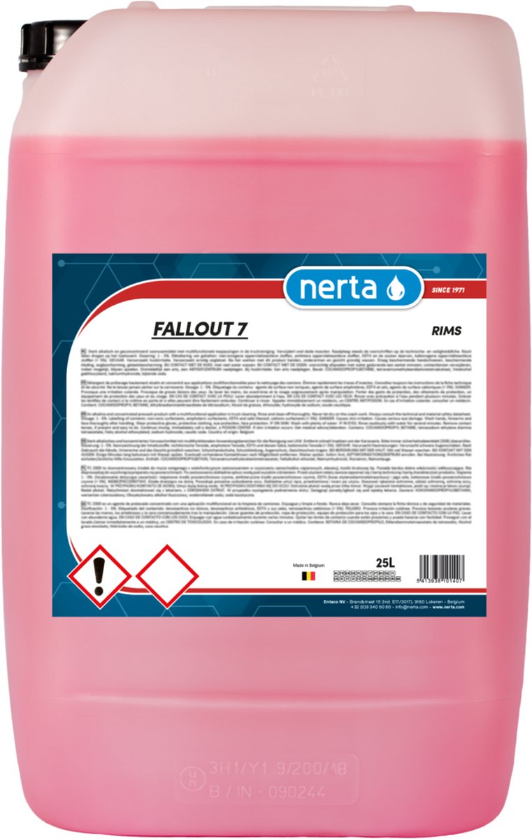 Nerta fallout 7 - pulizia auto - detergente per cerchioni - senza acidi - rimuovi ruggine - 5 litri