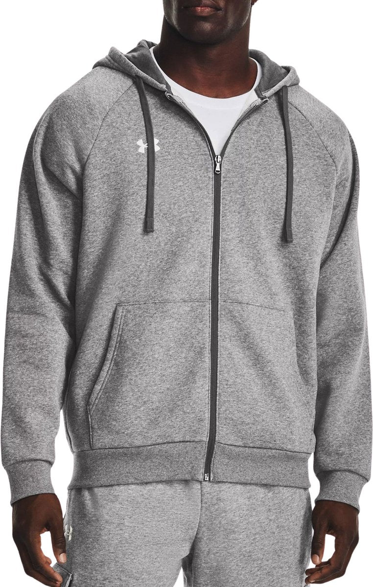 Under Armour UA Rival Fleece FZ Hoodie-Gry Sudadera deportiva para hombre - Castlerock Light Heather - Blanco