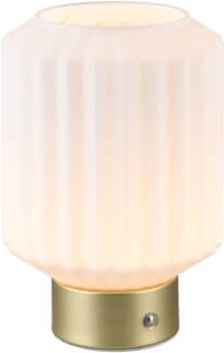 Rl vive tu luz, realidad señor - lámpara de mesa - latón mate - incl. 1x smd 2w - función táctil - recargable - cristal blanco