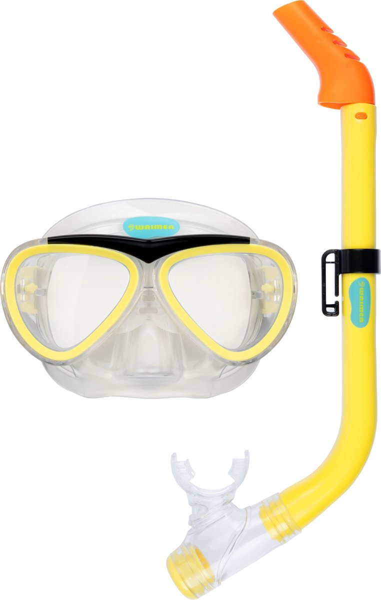 Waimea duikbril met snorkel - kinderen - geel - waterafvoerventiel