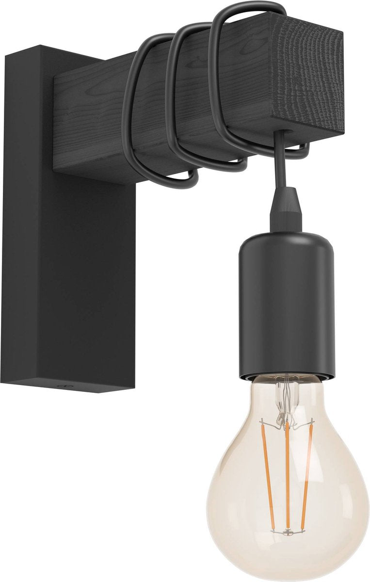 Lampada da parete Eglo Townshend - e27 - 21,5 cm - legno - nero