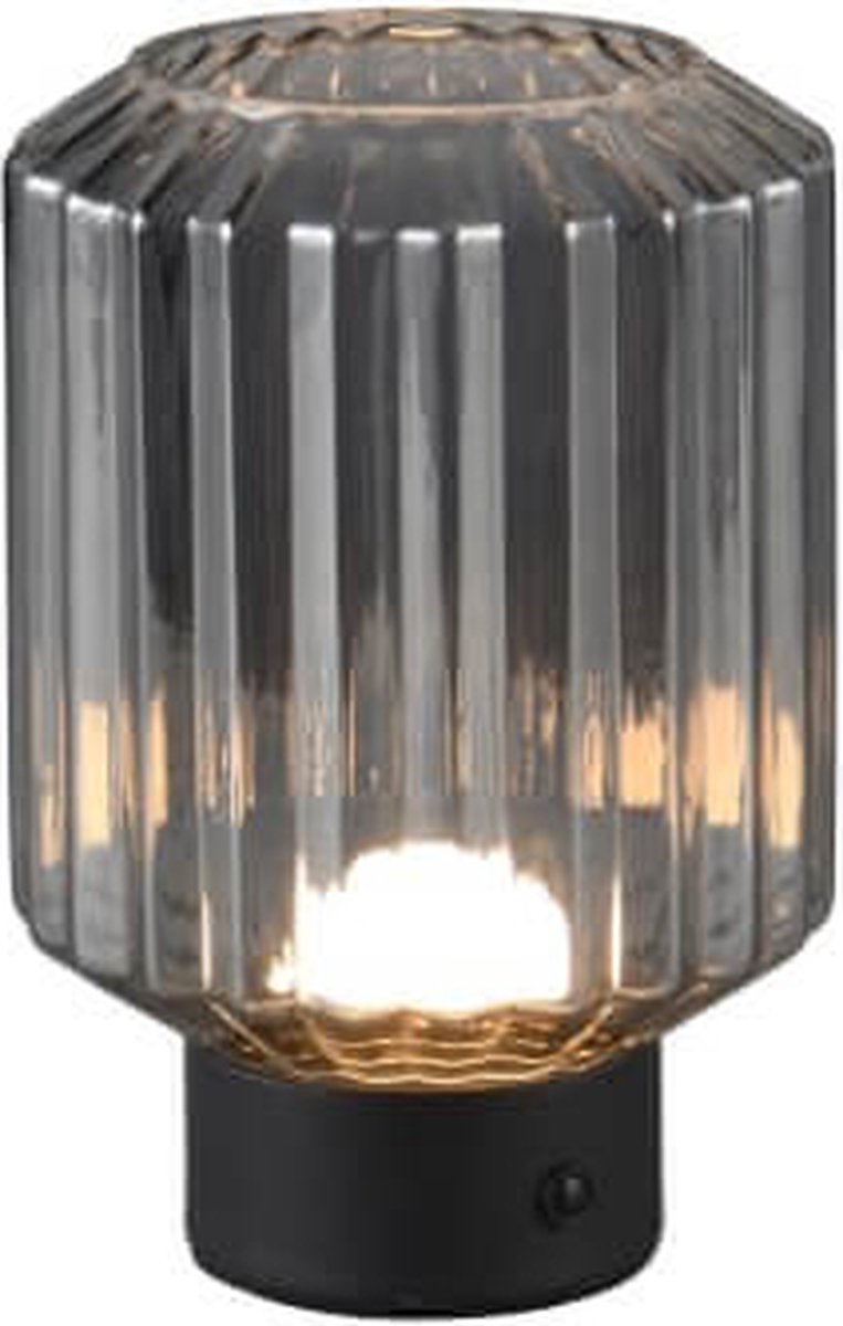 Rl vive tu luz realidad señor - lámpara de mesa - negro mate - incl. 1x smd 2w - función táctil - recargable - cristal ahumado