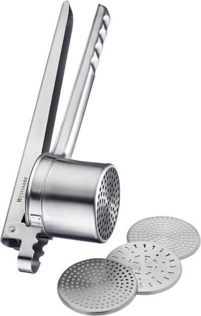Westmark spaetzle and puree press, with 4 interchangeable perforated discs, stainless steel, quadro, silver, 61172260