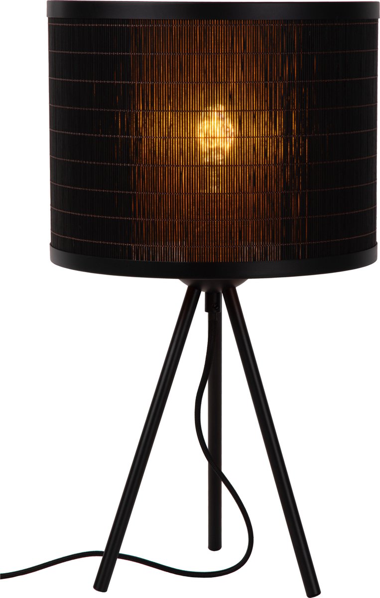 Lucide tagalog - lampada da tavolo - ø 26 cm - 1xe27 - nero - japandi