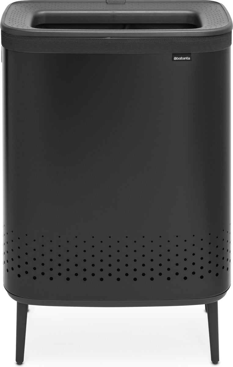 Cesto per biancheria Brabantia bo hi - con coperchio - 2 x 45 l - portabiancheria - 2 scomparti - nero opaco