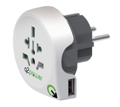 Q2 Potenza Q2 1.100110 Adattatore da viaggio USB mondiale a europe