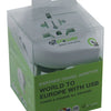 Q2 Power Q2 1.100110 Adaptador de viaje de mundo a europe USB fundamentado