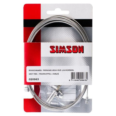 Freno de tambor del cable interno 225 cm de plata de acero inoxidable